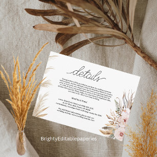 Hotel Wedding Details In Tropical flowers Card