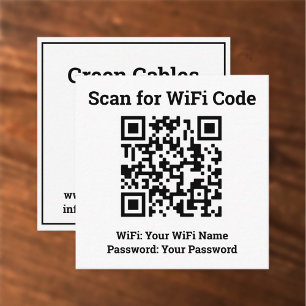 Hotel Wifi Details Plus QR Code Plus Address on a Calling Card