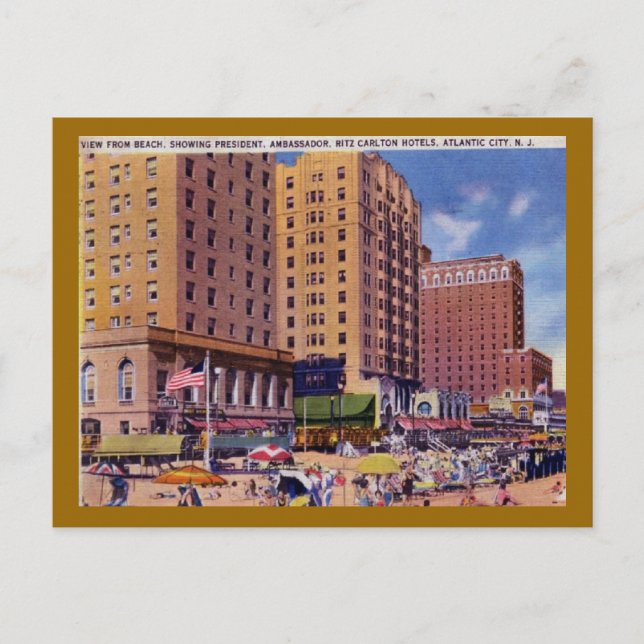 Hotels, Atlantic City, New Jersey 1933 Vintage Postcard (Front)
