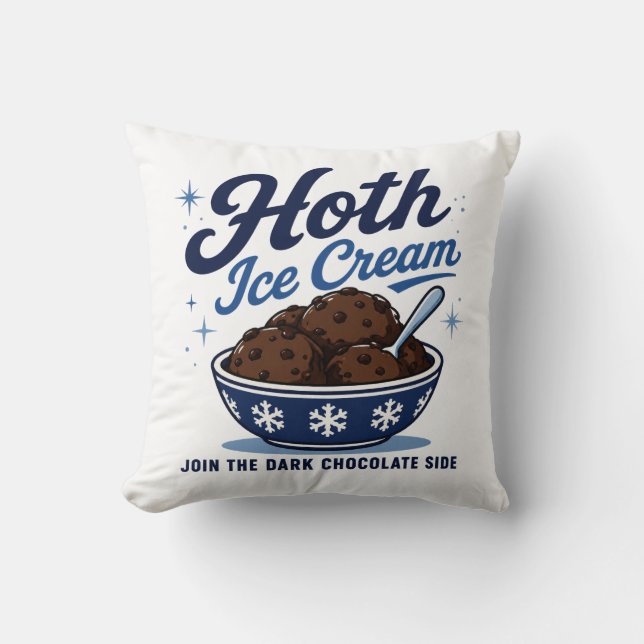 Hoth Ice Cream Dark Chocolate Funny Throw Pillow (Front)