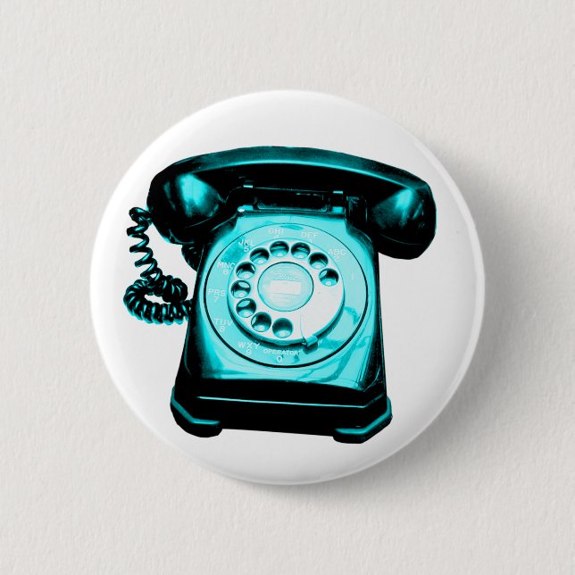 Hotline Cyan 2 Inch Round Button (Front)