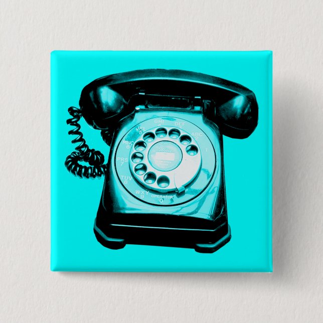 Hotline Cyan 2 Inch Square Button (Front)