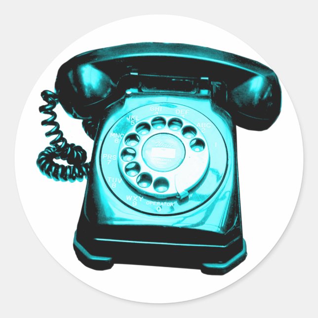 Hotline Cyan Classic Round Sticker (Front)