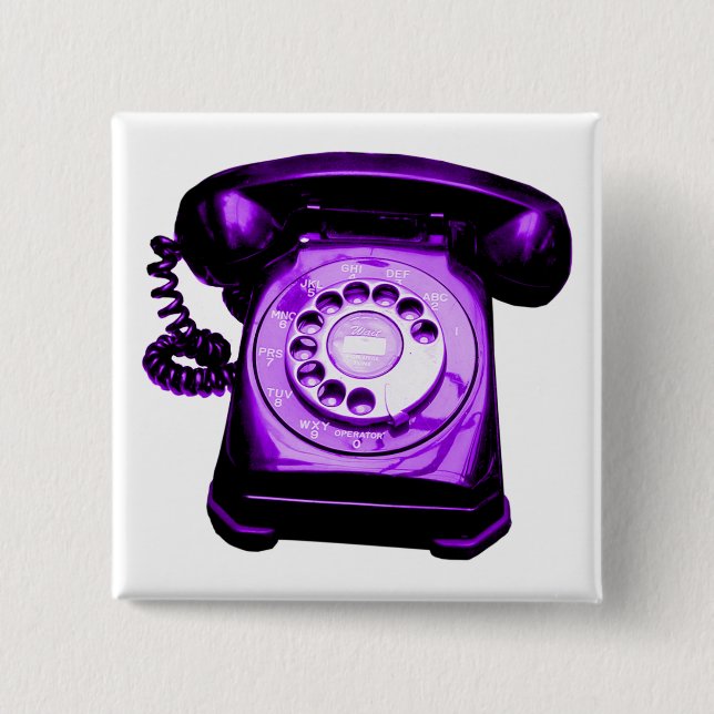 Hotline Purple 2 Inch Square Button (Front)