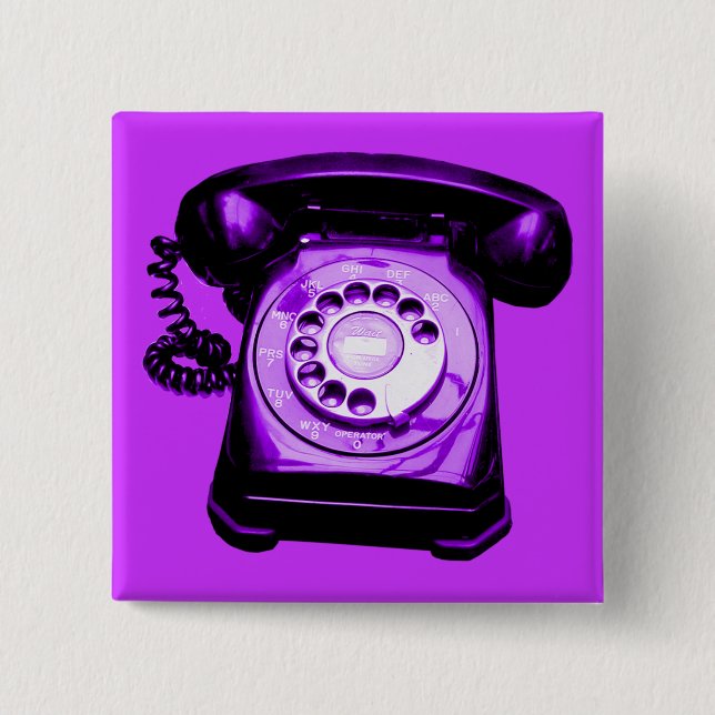 Hotline Purple 2 Inch Square Button (Front)