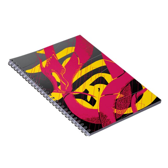 Hotpink Dragon Japanese Dragon Black Background Notebook (Right Side)