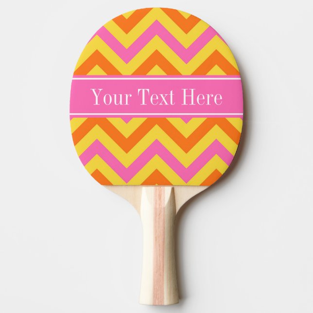 HotPink Pineapple Pumpkin LG Chevron Name Monogram Ping Pong Paddle (Front)