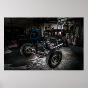 Hotrod dans une affiche de garage / Impression
