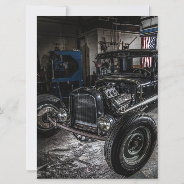 Hotrod in a Garage Invitation (Front)