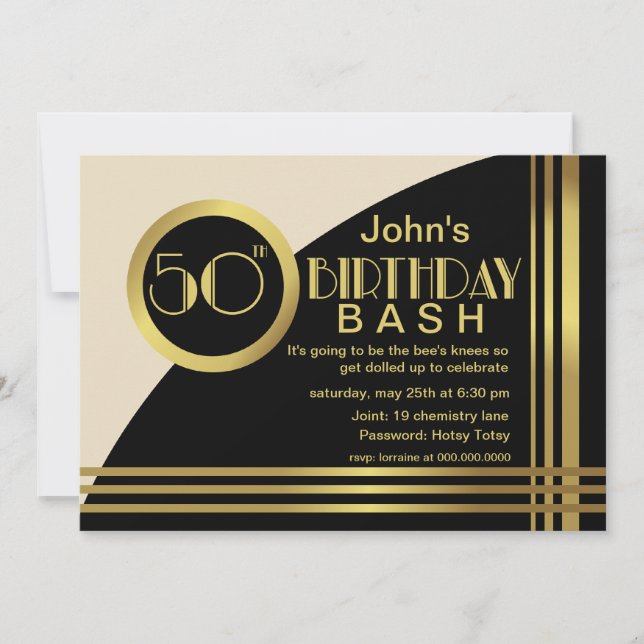 Hotsy Totsy 1920s Style 50th Birthday Party Invite (Front)