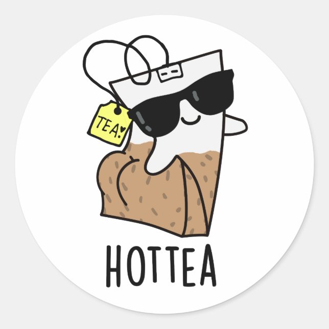 Hottea Funny Hot Tea Pun  Classic Round Sticker (Front)