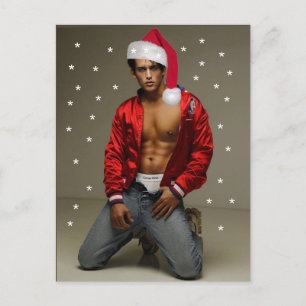 Hottest Hunks on the Planet Buff Santa Postcard