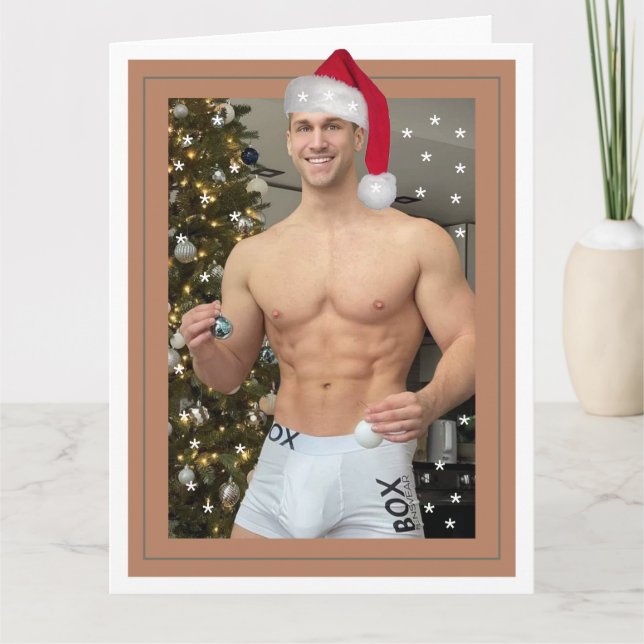 Hottest Hunks On The Planet! Christmas Buff Santa  Card (Front)