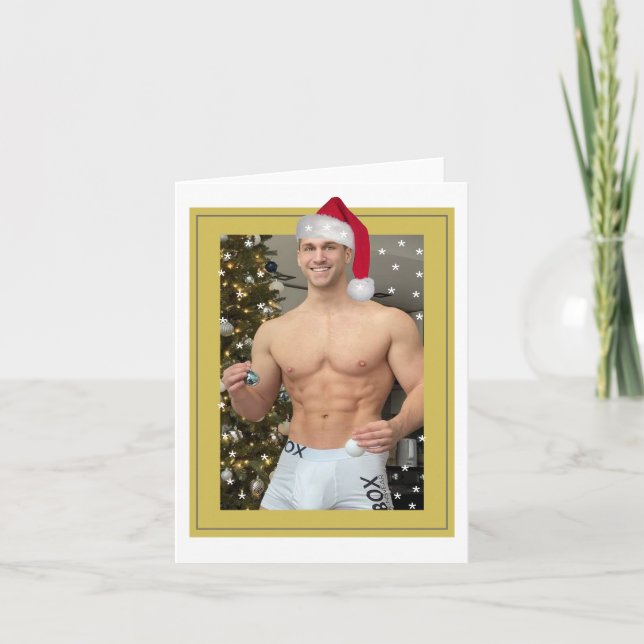 Hottest Hunks On The Planet! Christmas Buff Santa  Card (Front)