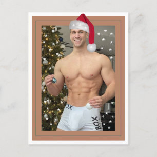 Hottest Hunks On The Planet! Christmas Buff Santa  Holiday Postcard