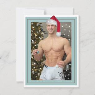 Hottest Hunks On The Planet! Christmas Buff Santa  Postcard