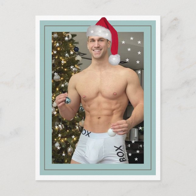 Hottest Hunks On The Planet! Christmas Buff Santa  Postcard (Front)