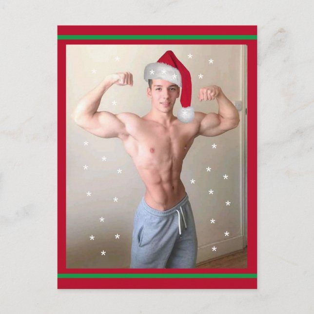 Hottest Hunks On The Planet! Christmas Buff Santa Postcard (Front)