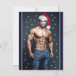 Hottest Hunks On The Planet! Christmas Buff Santa  Postcard