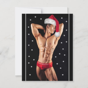 Hottest Hunks on the Planet! Christmas Buff Santa  Postcard