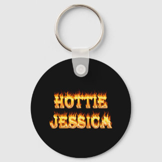 Hottie Jessica fire and flames. Keychain