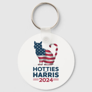 Hotties For Harris 2024 Cat Ladies Kamala Harris Keychain