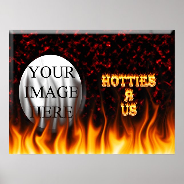 Hotties R Us fire and flames red marble Poster (Front)