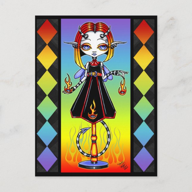 Hotty Pixie Stick Fire Starter Rainbow Postcard (Front)