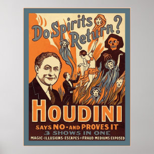 Houdini ~ Do Spirits Return? ~ Vintage Magician Poster