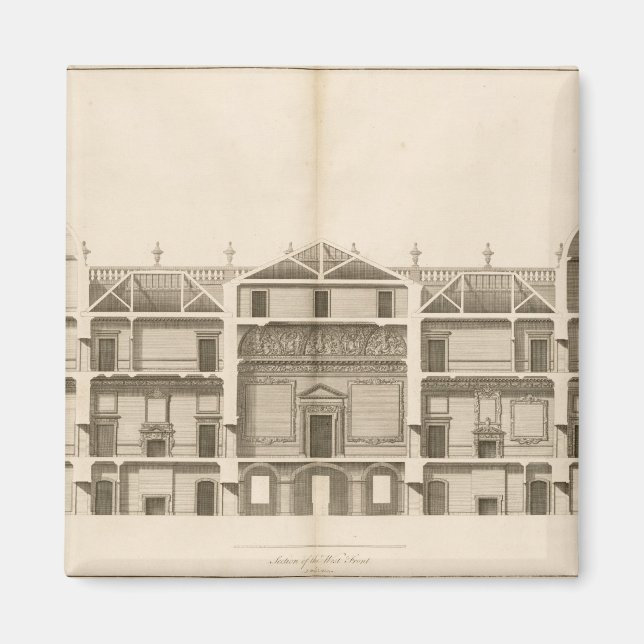 Houghton Hall: section of the West front, engraved Magnet (Front)