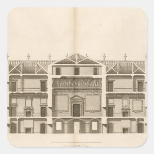 Houghton Hall: section of the West front, engraved Square Sticker