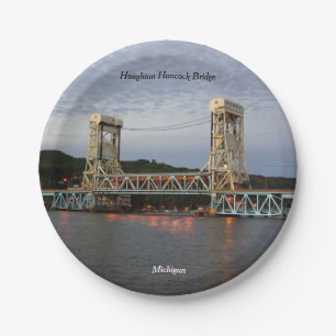 Houghton Hancock Bridge at dusk paper plate
