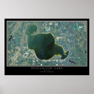 Houghton Lake Michigan Satellite Poster Map