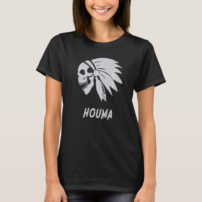 Houma Native American Indian Born Freedom Evil Sku T-Shirt (Front)