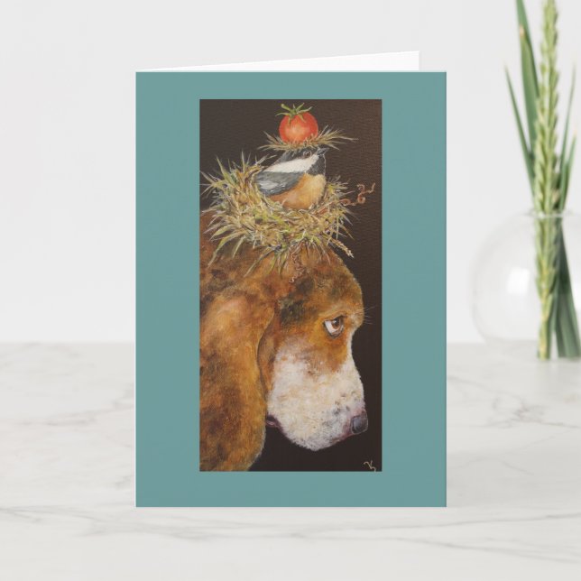 Hound and chickadee card (Front)