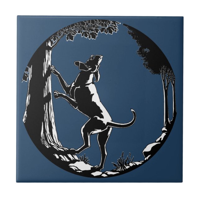 Hound Dog Art Ceramic Tile Hunting Dog Decor (Front)