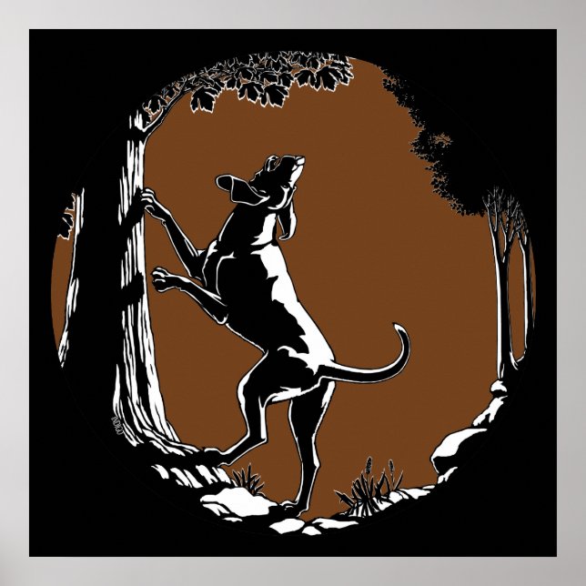 Hound Dog Art Poster Cool Hunting Dog Art Prints (Front)