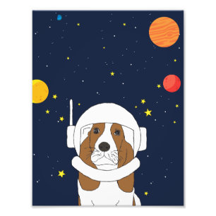 Hound Dog Astronaut Animal With Space Helmet Photo Print