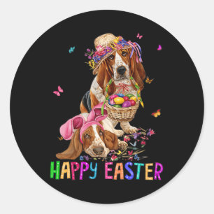Hound Dog Bunny Easter Costume Rabbit Happy Easter Classic Round Sticker
