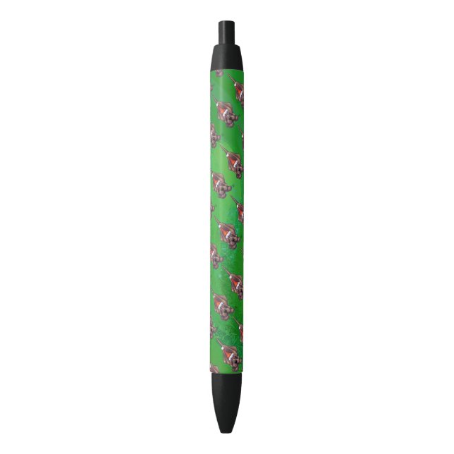 Hound Dog Christmas On Green Black Ink Pen (Front Vertical)