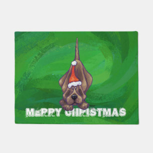 Hound Dog Christmas On Green Doormat