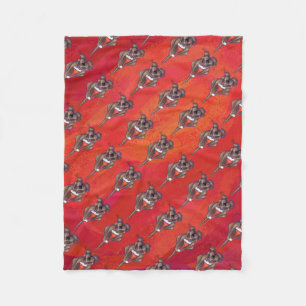 Hound Dog Christmas On Red Fleece Blanket
