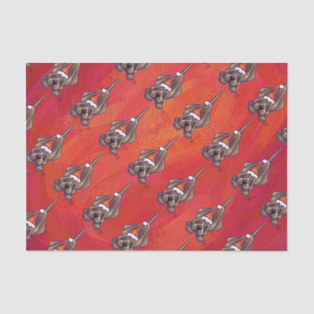 Hound Dog Christmas On Red Tissue Paper (Front)