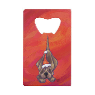 Hound Dog Christmas On Red Wallet Bottle Opener