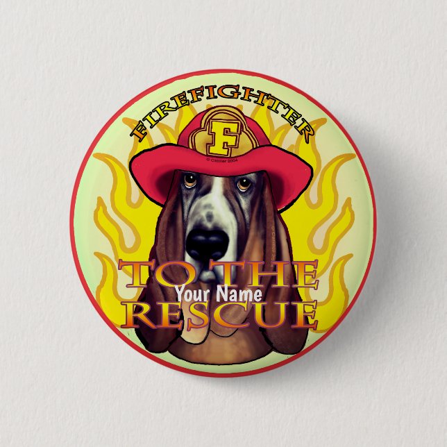 Hound Dog  Firefighter  pin button (Front)