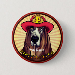 Hound Dog Firefighter pin button