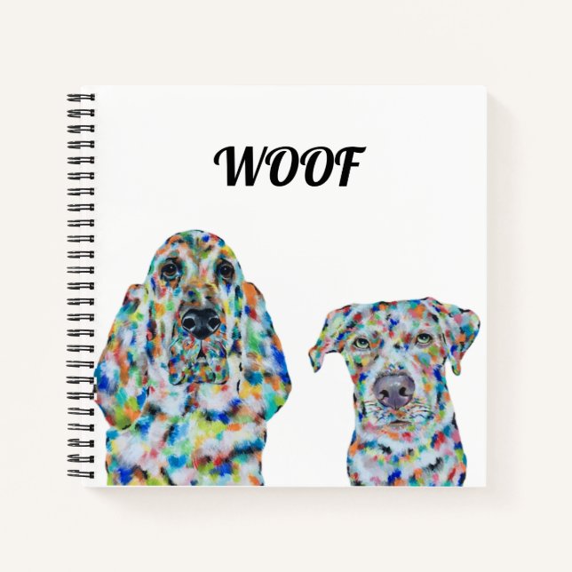 Hound Dog & Labrador Square Notebook (Front)