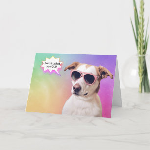 Hound Dog On Rainbow Getting Old Birthday Card