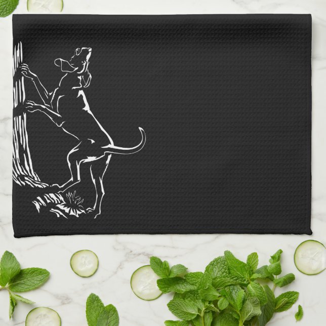 Hound Dog Towel Hunting Dog Art Tea Towel (Folded)