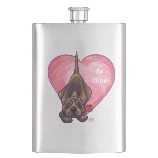 Hound Dog Valentine's Day Hip Flask (Front)